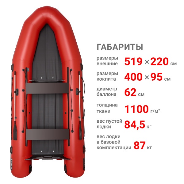 520 фм лайт джет Лодка + Бронирование  (красный 16553)